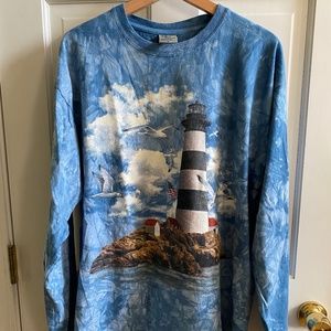 Vintage Back to Earth Nature Wear Lighthouse and Seagulls tie dye shirt
